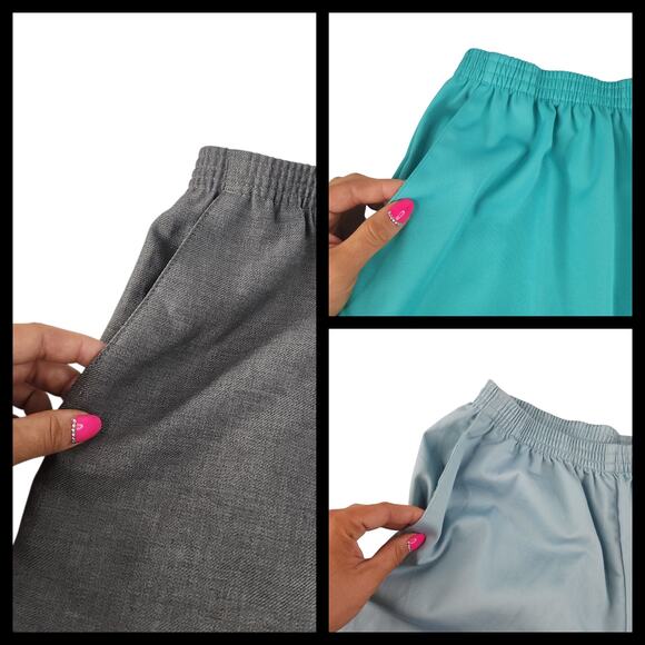 Alfred Dunner Pants Womens 12P Petite Lot of 3 Gray Turquoise Sky Blue Pull On - Picture 8 of 16